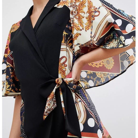 ASOS DESIGN romper with cape and scarf print detail - Picture 2 of 5